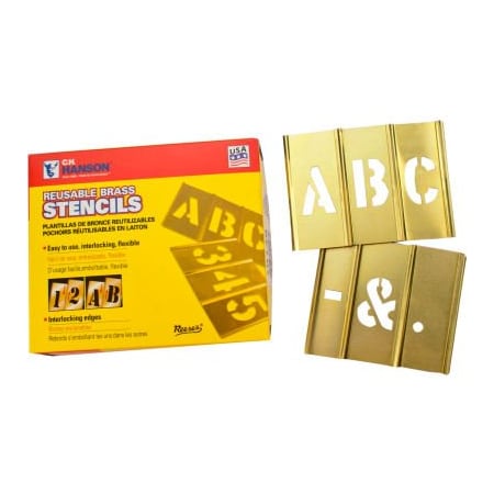 C.H. Hanson 5" Brass Interlocking Stencil Letters, 33 Piece Set 10035